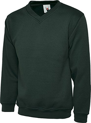Image of Uneek Uc204 Premium V-neck Sweatshirt Bottle Green S