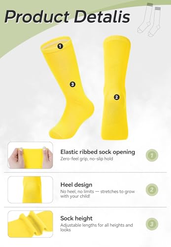 Zando Kid Soccer Socks Three Stripe Knee High Youth Softball Baseball Tube Compression Athletic Socks Children Halloween Cosplay for Boys Baby Girls Stockings 1 Pairs Yellow Black Striped 4-6 Years - Thumbnail 5