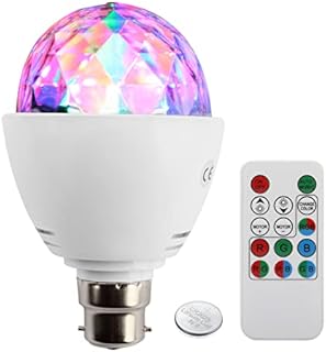 TSSS 3W B22 Bayonet Disco Ball Light Lamp RGB Rotating LED Strobe Party Bulb Stage Light for Family Party,Birthday,Festival,Transforms Room Decoration with Remote Control