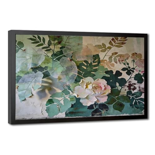 Décoration murale salon pivoine rétro poster plante toile