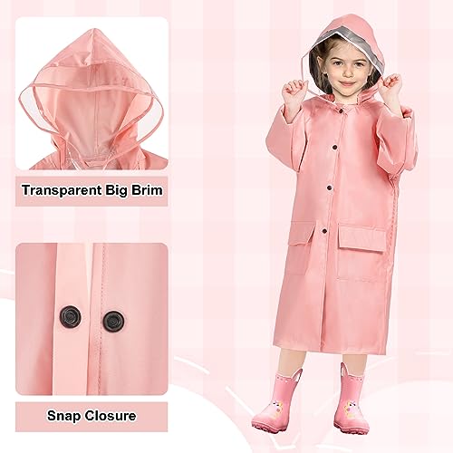 Image of LAMA Kids Raincoat with Hood, Lightweight Raincoat for Girls, Kid Long Rain Jacket