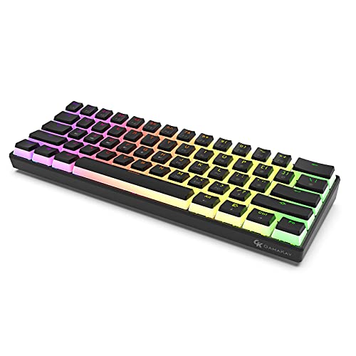 GK GAMAKAY MK61 RGB Pudding Keyboard, 61 Keys Gateron Optical Switch PBT Pudding Keycaps, Hot Swappable Backlit Ultra-Compact Wired Gaming Keyboard for Windows Mac PC Gamers (Blue Switch, Black)