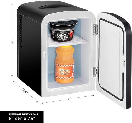 Chefman - Iceman Mini Portable Black Personal Fridge Cools Or Heats and Provides Compact Storage For Skincare, Snacks, Or 6 12oz Cans W/A Lightweight 4-liter Capacity To Take On The Go - image 4