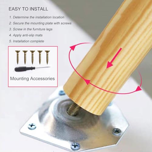 Patas para muebles de madera con base antideslizante, solución de 10cm contra el desgaste 8