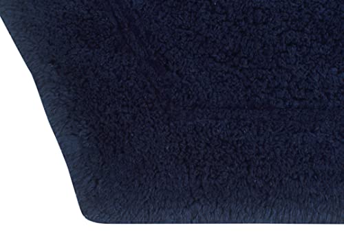 Home Weavers Waterford Collection 100% Cotton Tufted Bath Rug, Extra Soft and Absorbent Bath Rugs, Non-Slip Bath Mats, Machine Washable Bath Rugs for Bathroom, 18"x18" Toilet Lid Cover, Navy