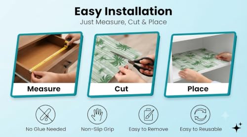 Image of Dribble (45cm X 300cm) Eva Shelf Liner Mat Roll, Non Slip Drawer & Cabinet Liner for Kitchen, Waterproof Oilproof Washable Fridge Mat, Anti Skid Multipurpose Mat (Palm Paradise Green)