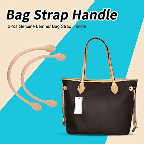 Fydun Handles Purses Straps, 2Pcs Genuine Leather Bag Straps Handle for DIY Hand Accessories Thread (Black, Brown, Beige)(Beige) - Image 4