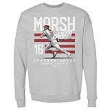500 LEVEL Brandon Marsh Sweatshirt (Crew Sweatshirt, Large, Heather Gray) - Brandon Marsh Philadelphia Marsh Madness Stripes WHT