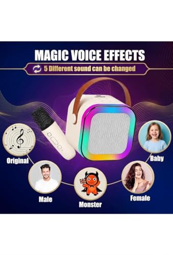 Image of Karaoke Mic with Bluetooth Speaker, Rechargeable, Wireless, Portable, LED Lights, for Kids, Boys, Girls, and Adults