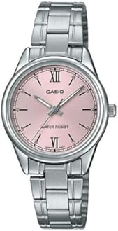 Casio Women's Watch - LTP-V005D-4B2UDF Pink Dial, Silver Band