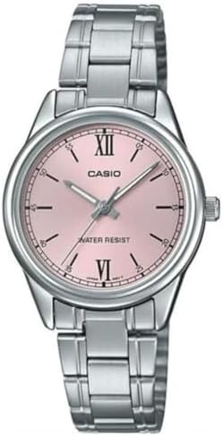 Casio Women's Watch - LTP-V005D-4B2UDF Pink Dial, Silver Band