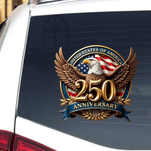 Image of 2pcs 250th Anniversary Car Decal Patriot Eagle with Statue of Liberty | Vinyl Decal for Car Truck Laptop 1776-2026 Bumper Sticker 250 Years USA Independence Day 10 inch