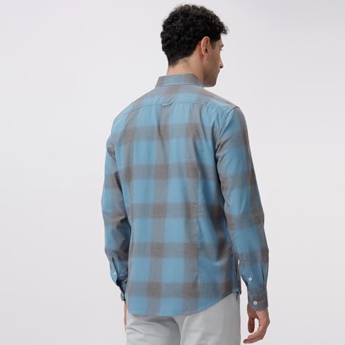 Image of BASICS 100% Cotton Checked Shirt for Men | Slim Fit | Everyday Smart Casual Wear | Full Sleeve
