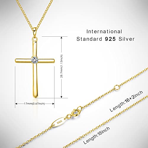Cross Necklace for Women, Exquisite Gemstone, 18K Gold Necklace for Women, Gold, Cubic Zirconia2
