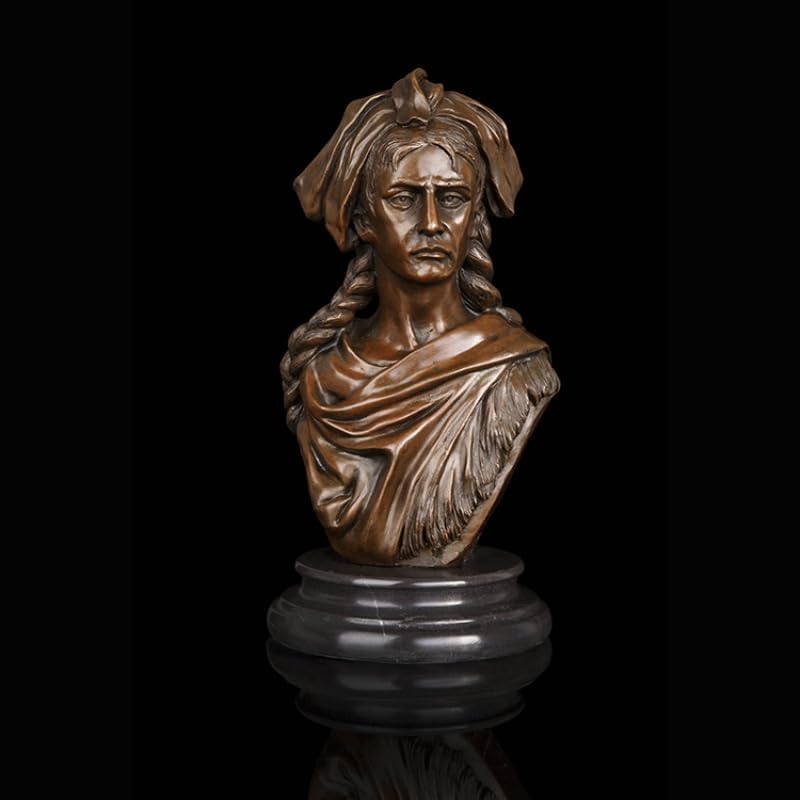 Sculpture Western Human Male Bust Figurine Statue Bronze Man Head Adult Vintage Art for Decoration Retro Copper