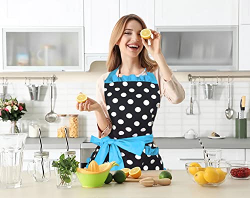 Floosum Lovely Polka Dot Retro Ruffle Side Sexy Cute Lady's Kitchen Cooking Apron With Pocket Gift For Women Girls Housewarming, Blue #TOP6
