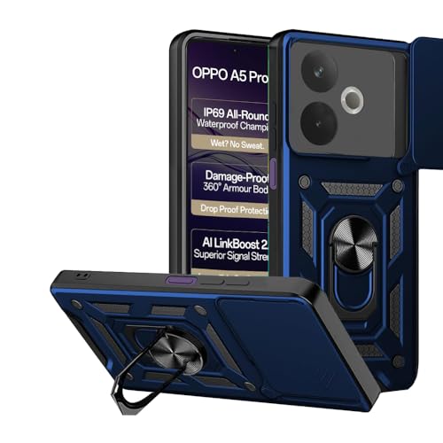 Image of AIBEX Back Cover for Oppo A5 Pro 5G | D10 Tough Armor Case | Sliding Camera Shield | 360 Protection | Kickstand Ring Holder | Military-Grade Shockproof Bumper Case