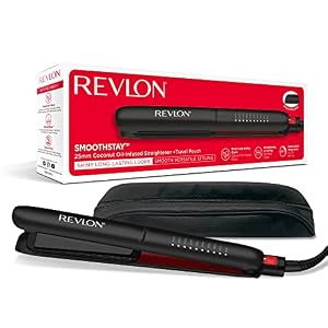 Revlon SmoothStay Glätteisen mit Kokosnussöl-Infusion + Reisebeutel