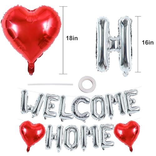 Image of TONIFUL 16 Inch Silver WELCOME HOME Foil Letter Balloons Banner Decoration