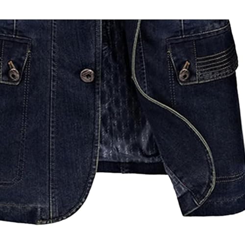 SWJGLITTR Mens Three Button Denim Suit Jacket Slim Fit Autumn Blazer Sport Coat Lapel Vintage Jean Suits Jackets