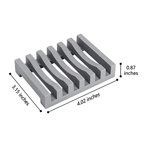 Topsky 2-pack Silicone Soap Dish with Self-emptying Drainage Soap Holder for Kitchen Shower Room Bathroom (Grey) - Image 3