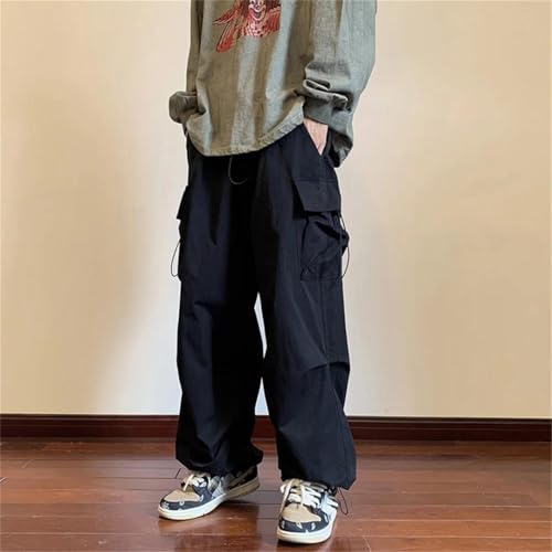 Men Harem Pant Elastic Waist Solid Color Cargo Multi Pocket Loose Baggy Pants3