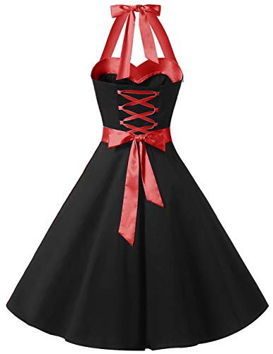 Image of DRESSTELLS Women's Vintage 1950s Cocktail Dress, Retro Tea Party Halter Swing Dresses