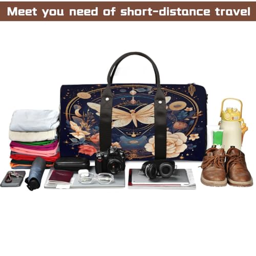 Mystical Butterfly Flower Travel Duffel Bag Sports Tote Gym Bag Waterproof Tear-Resistant Carry On Overnight Bag Foldable Weekender Bag for Gym Travel Getaway Beach Sports4