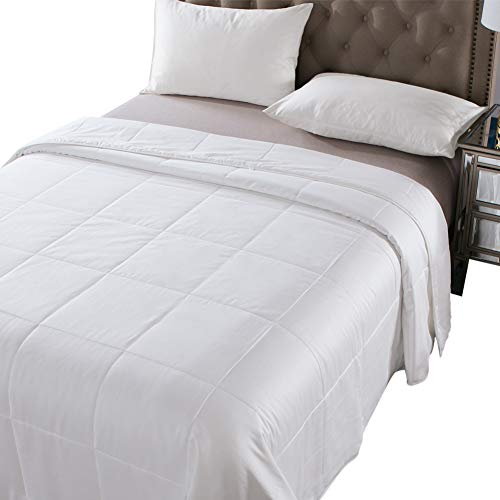 THXSILK 100% Pure Long Grade Mulberry Silk Comforter, Washable Summer Comforter, Silk Filled