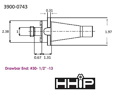 HHIP 3900-0743 NMTB 30 Kegelschalen-Schaftfräserhalter, 2,5 cm Bohrung