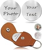 Gettone portafoto personalizzato con portachiavi in pelle, regalo commemorativo per simpatia, foto personalizzata abbraccio con testo, moneta commemorativa su entrambi i lati fai da te, Marrone
