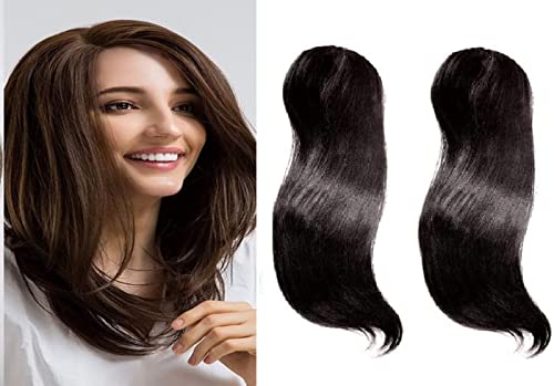 Verbier Front Scalp Closure/Bald Cover Up Patch/Side Cover Up Patches/Hair Topper Extension Clip In Crown Hair Topper Volumizer for Girls Women (2 Clip Brown Set of 2)