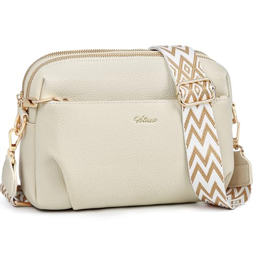 HILAEX Umhängetasche Damen Mittelgroß, Handtasche Damen mit Anti Diebstahl, PU Leder Crossbody Bag mit Verstellbar Abnehmbar Breiter Gurt