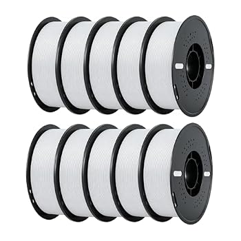 Kingroon Ivory White 10KG PLA Filament Bundle 1.75mm, 3D Printer Filament Bulk Dimensional Accuracy +/- 0.02mm, 10 Pack 1kg Spool(2.2lbs), Fits for Most FDM 3D Printers
