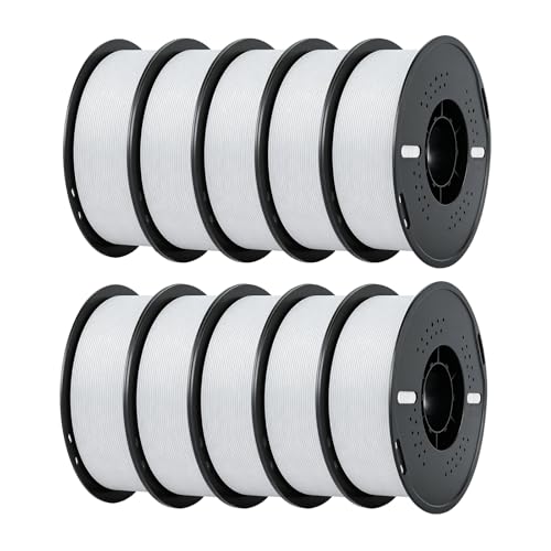 Kingroon Ivory White 10KG PLA Filament Bundle 1.75mm, 3D Printer Filament Bulk Dimensional Accuracy +/- 0.02mm, 10 Pack 1kg Spool(2.2lbs), Fits for Most FDM 3D Printers