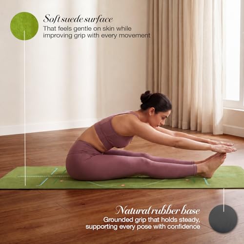 Image of Lifelong Suede & Natural Rubber Yoga Mat for Woman & Man | Non-Slip & Anti-Skid | 4mm Yoga Mat for Man |Exercise Mat for Yoga, Workout & Pilates | Gym Equipment for Home Workout | Free Carry Bag (Green)