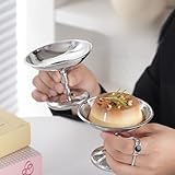 Dranvosk 2Pcs Mini Silver Ice Cream Bowls Stainless Steel Dessert Cups for Parfait Sundae Trifle Nuts Fruit Pudding Snack Cereal Party Favors Footed Sauce Cups