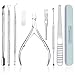 9PCS Cuticle Nippers with Cuticle Pusher Set, Professional Stainless Steel Cuticle Remover Trimmer Fork and Cutter Nail File Buffer Manicure Tools Perfect for Fingernails and Toenails, Travel, Gift