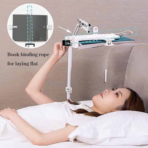 Floor-Standing Cantilever Bracket Reading Rack Bookshelf Lazy Foldable Music Stand Portable Mobile Phone Tablet Holder,Adjustable Floor Book Stand with Rotatable Arm & Page Clips - Perfect f image 4