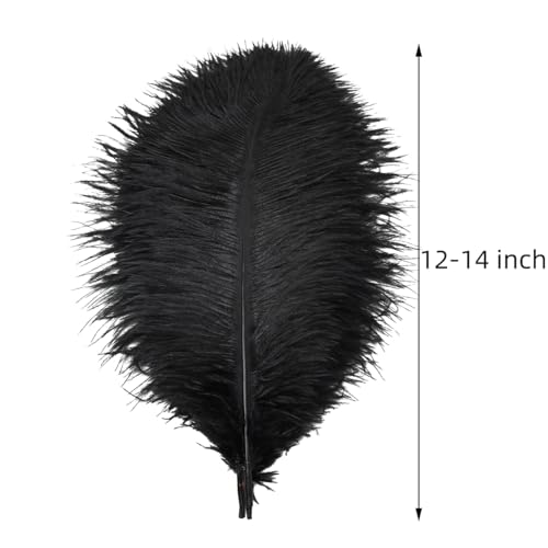 Ballinger Black Large Ostrich Feathers - 24Pcs 12-14inch Large Feathers for Vase,Gatsby and Halloween Party Centerpieces - Thumbnail 3