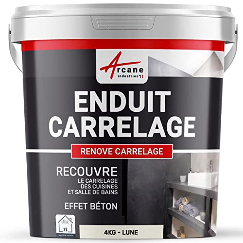 Enduit décoratif carrelage intérieur | Enuit pour mural pour cuisine, salle de bain, plan de travail, crédence : RENOVE CARRELAGE - 4 kg (environ 2,6 m²)...