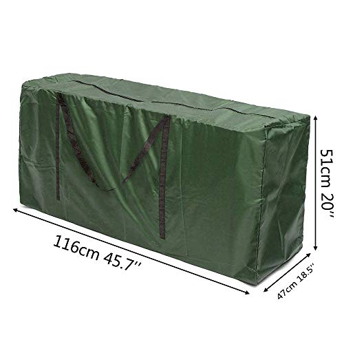 Jiayida Bolsa de Almacenamiento De Cojines para Muebles de Jardín Al Aire Libre, Liviana y Fácil de Transportar, Bolsa de Tela Oxford 210D para Trabajo Pesado e Impermeable Verde (116 x 47 x 51cm)