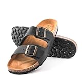Pantoletten Herren Hausschuhe Sandalen Flip Flops Schlappen Latschen Pantoffel Gartenschuhe Freizeitschuhe Sommer Nubukleder Bio Anatomisch Atmungsaktiv Memoryeffekt Nikelfrei Bequeme Rutschfest