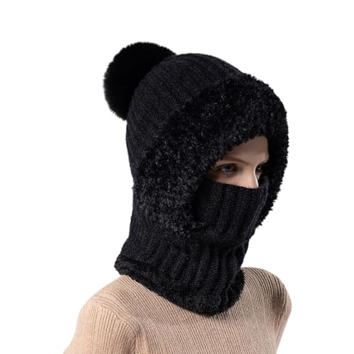 Bufanda con capucha, protección para las orejas con cordón, bufanda con capucha de invierno, para viajes, viajes, patinaje, senderismo, esquí, patinaje, Navidad, cumpleaños, día de San Valentín, Negro