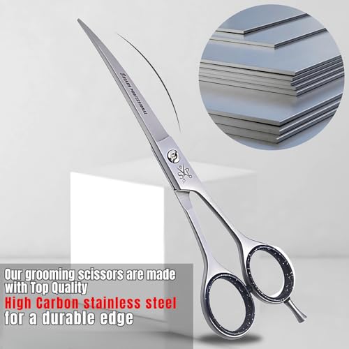 Doggroomingscissorscurvedscissorfordoggroomingandcatspetshearsfortrimmingfacepaws7incurvedblade  Urban Country Home Decor Dog grooming scissors curved scissor for dog grooming and cats pet shears for trimming face paws 7 in curved blade  urban country home decor