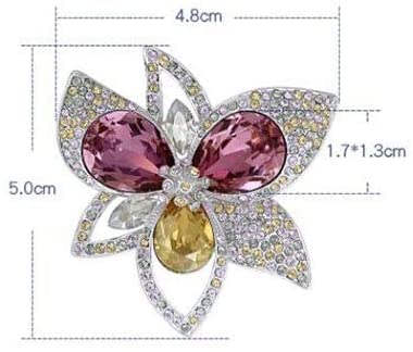 Broche de Flor para Mujer, Elemento de Cristal de aleación, Utilizado para Bodas, Bailes, Caja de Regalo de 5x4,8 cm(Color:Pink)