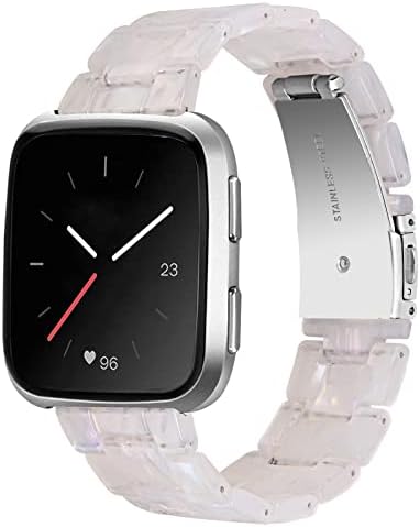 Greaciary Resin band Compatible with Fitbit versa/Versa 2/Versa Lite/Versa SE for women men, Lightweight metal Stainless steel buckle fashion cute Replacement for Versa 2 smartwatch (Shell)