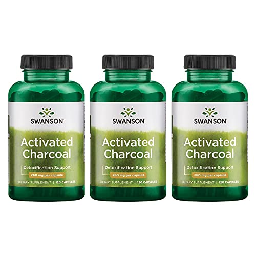 Activated Charcoal 260 mg 120 Caps by Swanson Premium Pack of 3 Activated Charcoal 260 mg 120 Caps by Swanson Premium Pack of 3