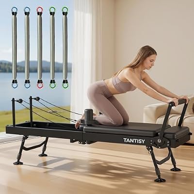 Professional Pilates Reformers,Foldable Pilates Reformer Machine, Dual Resistance & Springs & Cords for Advanced & Beginners Users , Up to 400 lbs Weight Capacity