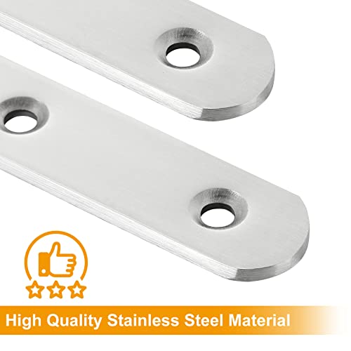 JMIATRY 12 Pcs Mending Plates, Metal Straight Brackets for Wood 295mm Stainless Steel Sleeper Brackets with 120 Pcs Screws - Image 3